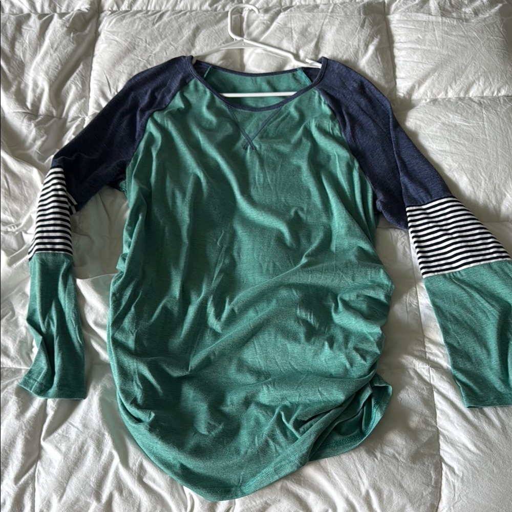 Green and Blue Long Sleeve Shirt